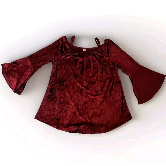 No Boundaries Tops - Oxblood Crushed Velvet Peasant Fairy Renaissance Ren Fest Boho Goth Royal Maiden